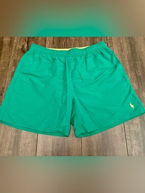 Polo Ralph Lauren Green Traveler Swim Trunks Mesh Lined Men’s Large